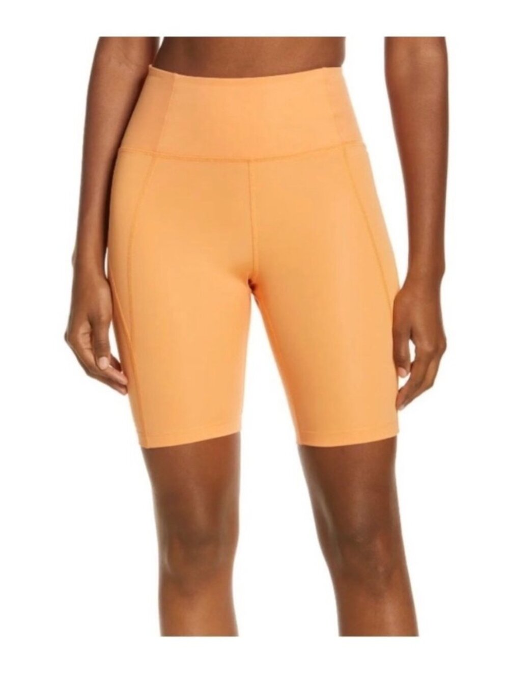 Girlfriend Collective High-Rise Bike Short Orange Recycled L Athletic Workout